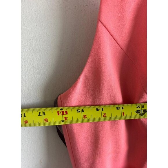 Vera Wang Coral Halter Gown V-Neck Bow Back Slit Skirt Satin Formal Dress Size 2 - Picture 9 of 12